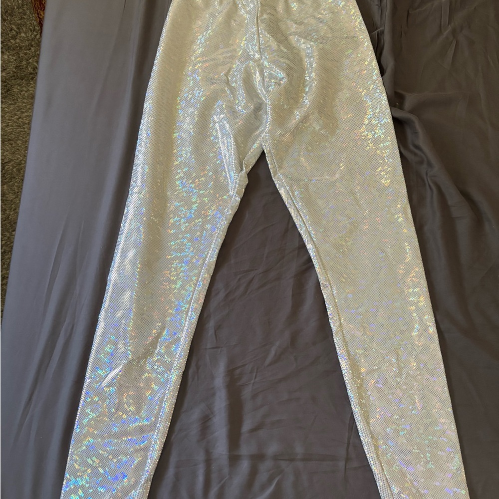 Shimmering Silver Holographic Leggings